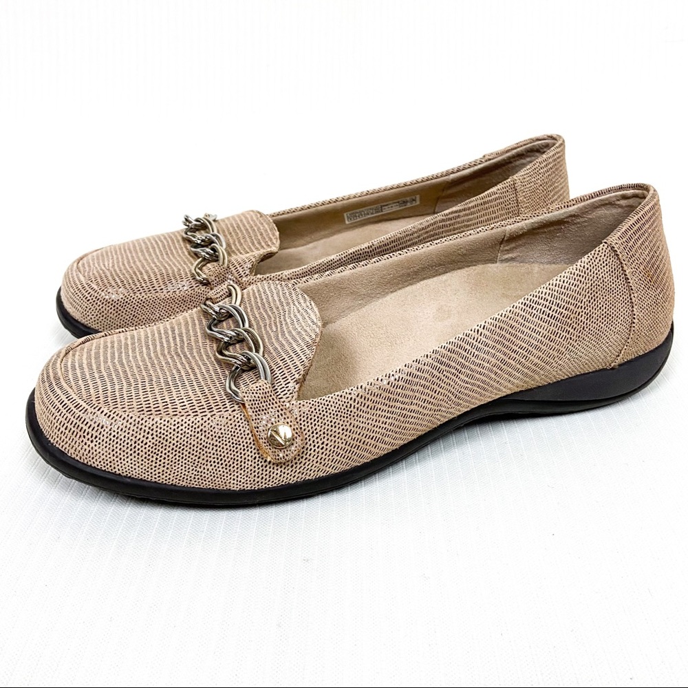 Vionic Alda Snake Print Loafers Chain Detail 8.5